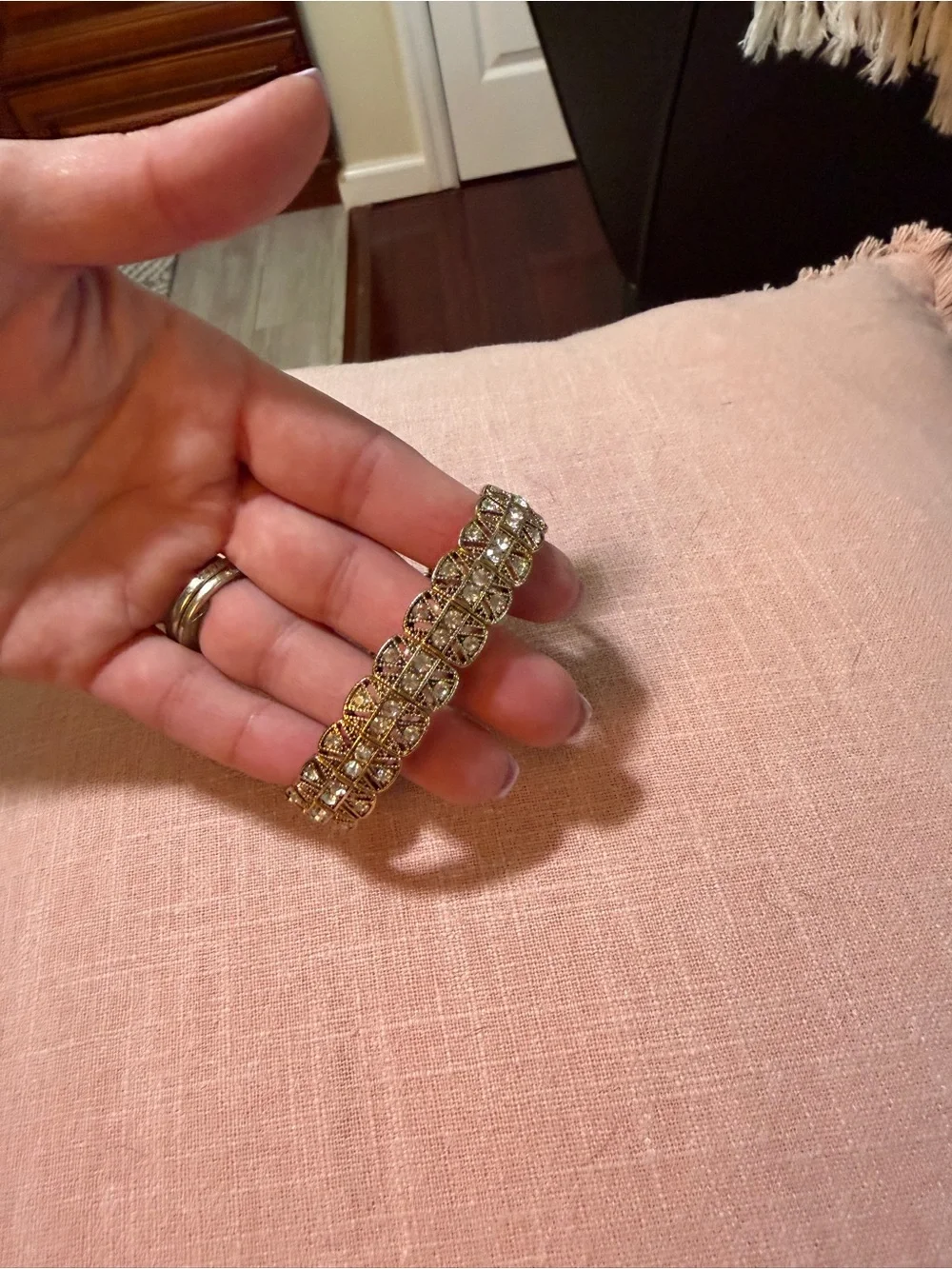 B2G1 FREE Gold Tone Rhinestone Crystal Stretch Bracelet Set Vintage Style